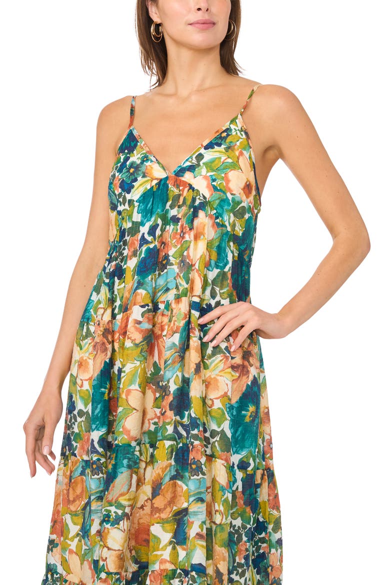 Sleeveless Tiered Maxi Dress, Alternate, color, BLUE MULTI