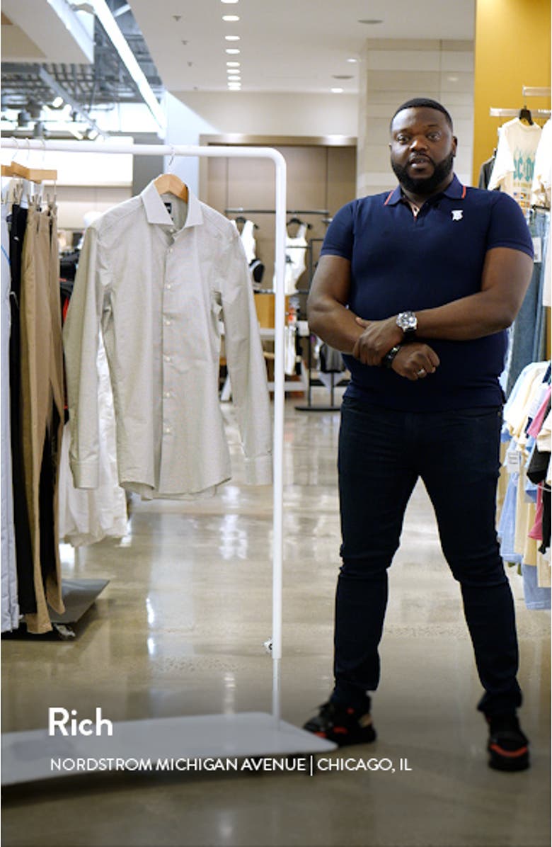 Hank Dot Print Stretch Cotton Dress Shirt, sales video thumbnail