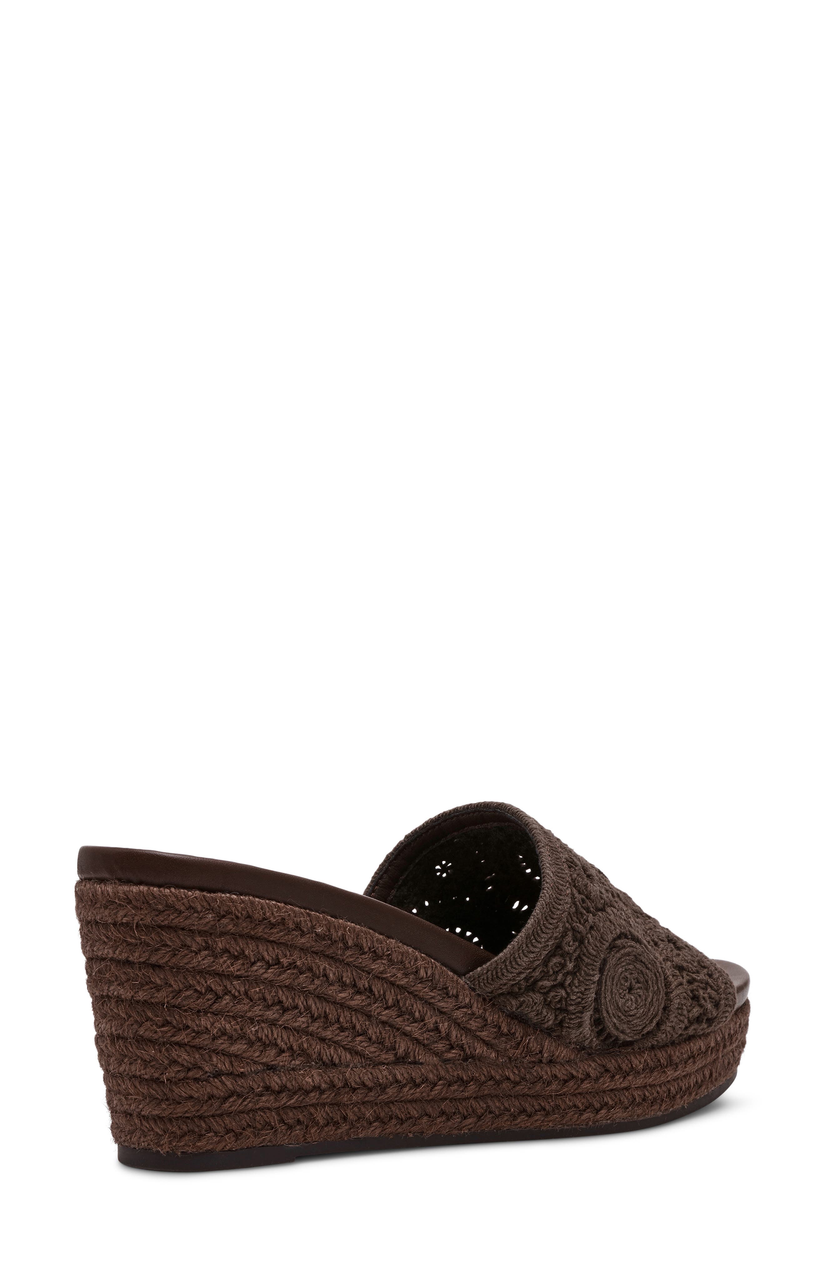 Anne Klein Effy Espadrille Slide Sandal, Alternate, color, Chocolate Brown Crochet