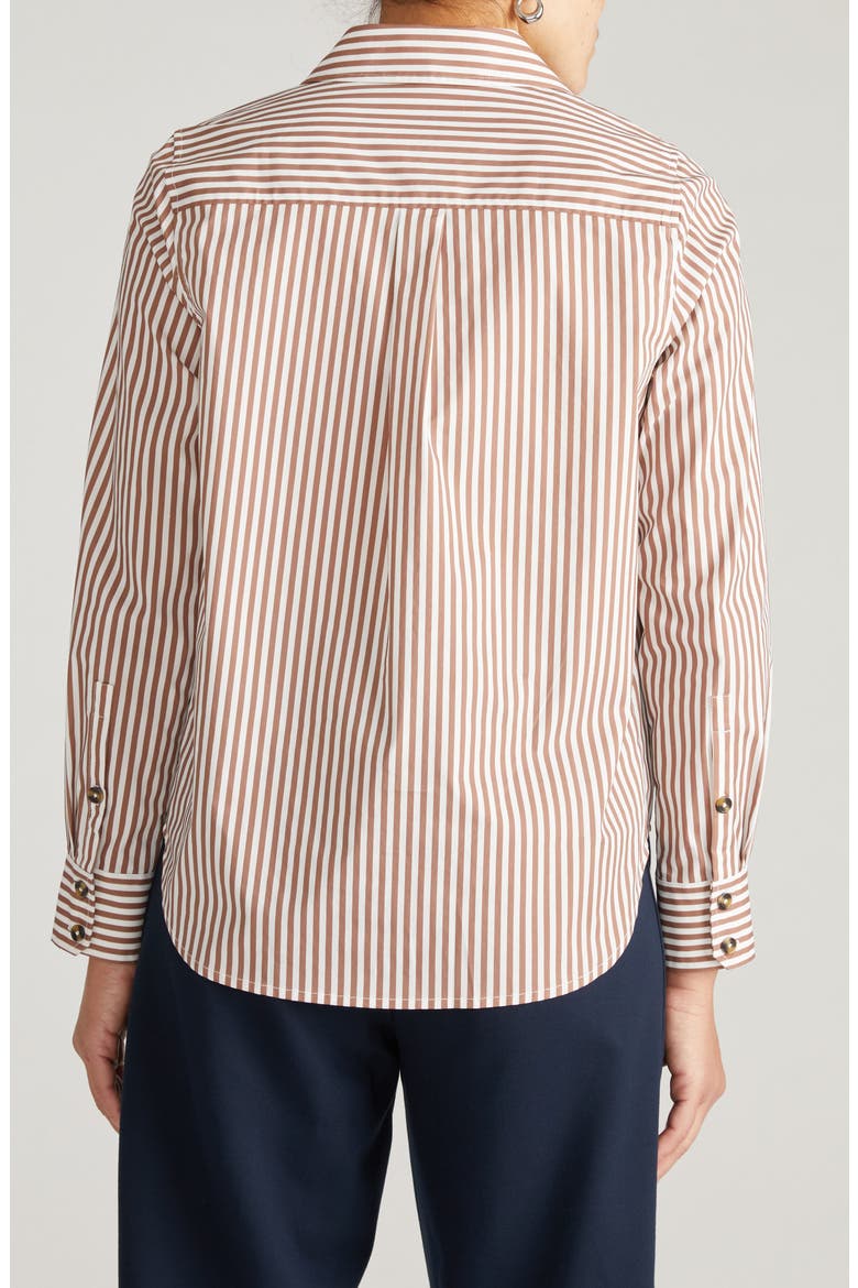 Elbe Popover Stretch Poplin, Alternate, color, ALLSPICE BROWN/ STRIPE