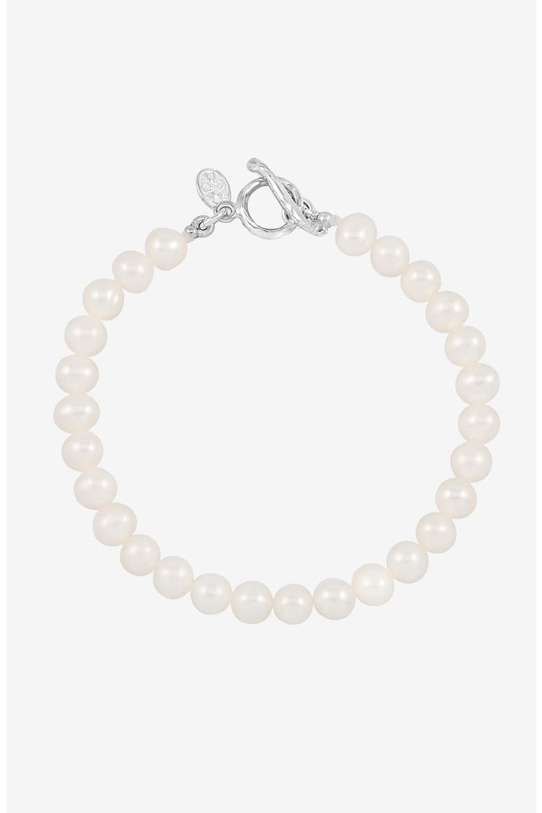 Men's White Pearl Bracelet, Main, color, Sterling Silver
