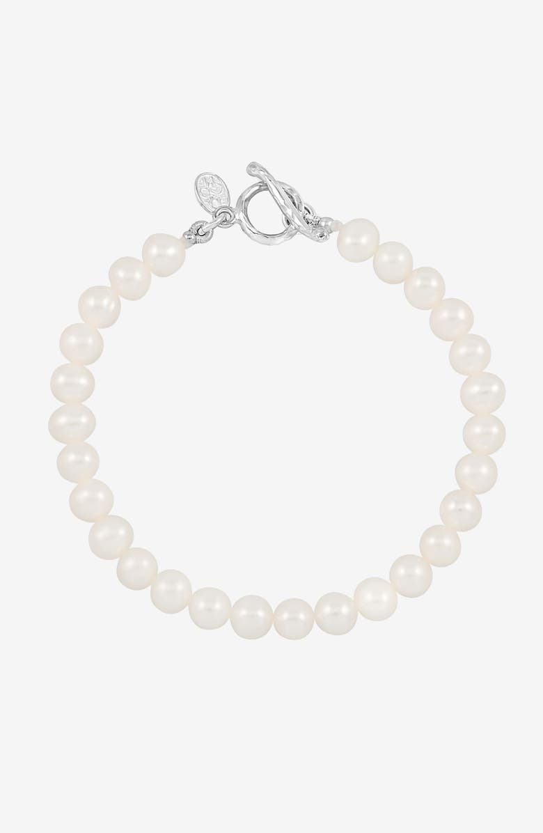 Dower & Hall Men's White Pearl Bracelet, Main, color, Sterling Silver