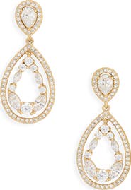 Nadri Cubic Zirconia Double Teardrop Drop Earrings