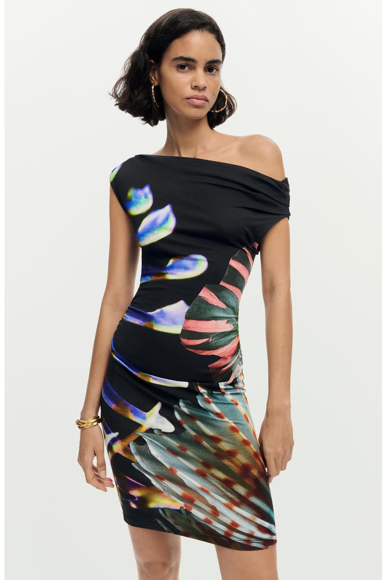 Off the Shoulder Minidress, Alternate, color, BLACK