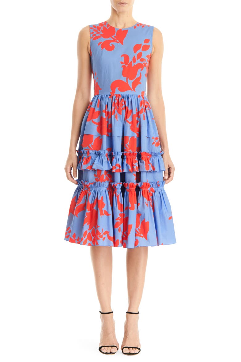 Floral Print Sleeveless A-Line Dress, Main, color, CIELO MULTI