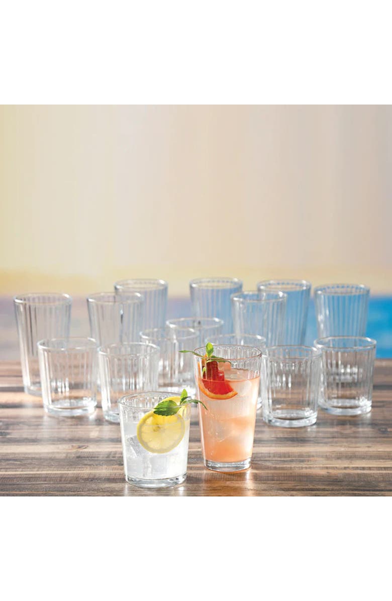 Gibson Home 16pc Home Moonstone Glass Double Old Fashion and Tumbler Set, Alternate, color, Clear