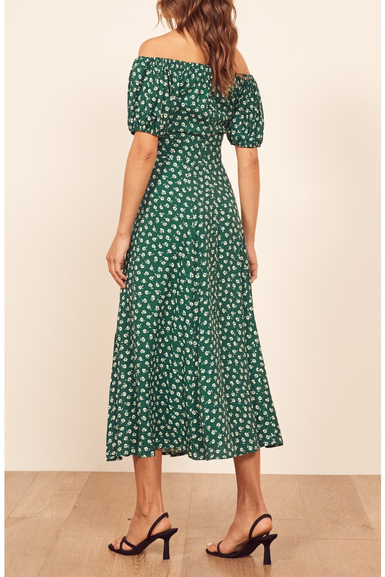 Pearl Off the Shoulder Dress, Alternate, color, CHIVE