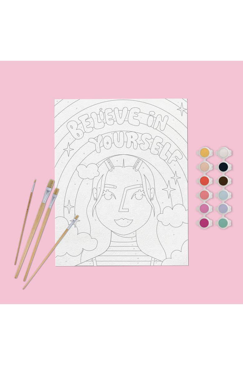 Paint By Number "Believe In Yourself" Canvas Painting Allin1 Art Kit 7+, Alternate, color, Multicolored
