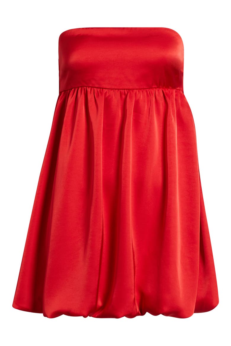 Satin Bow Back Bubble Minidress, Alternate, color, RED SALSA