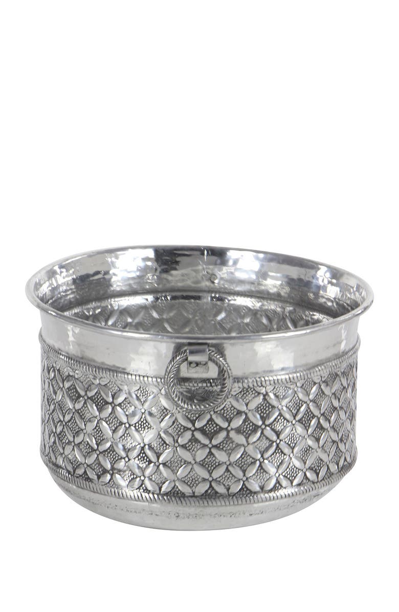 WILLOW ROW Silver Traditional Round Aluminum Planter - Set of 2, Alternate, color, 