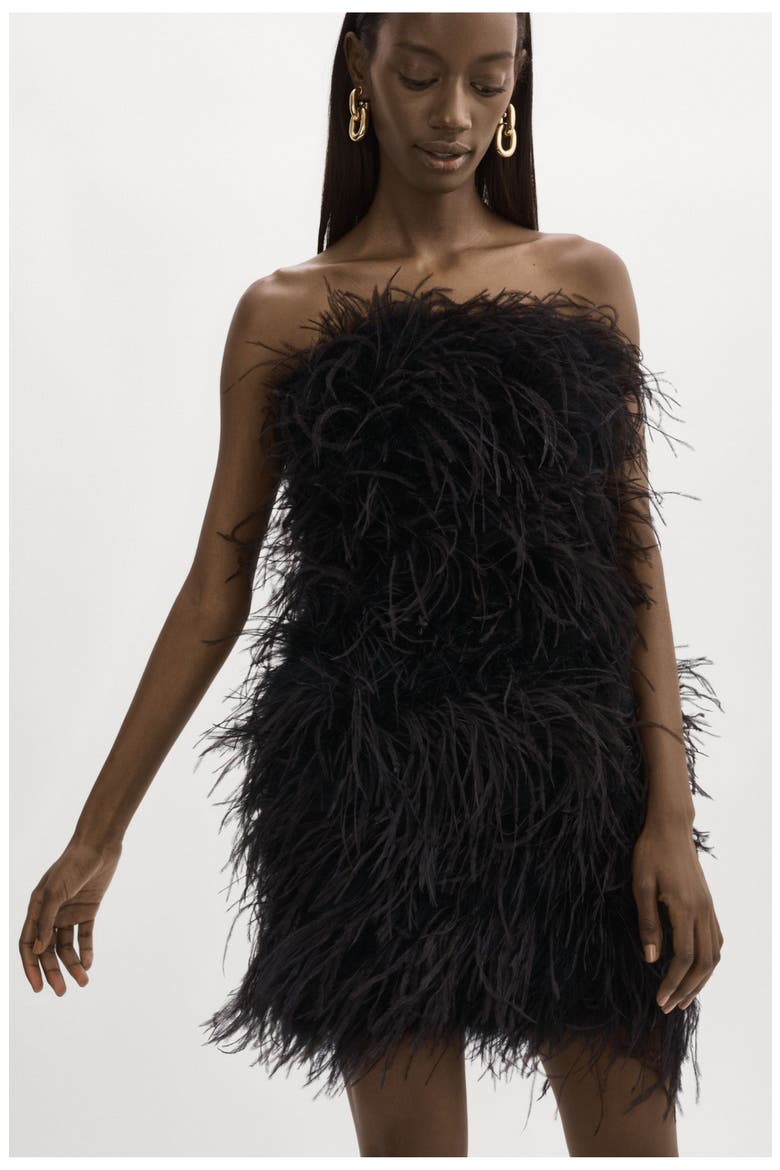 Triana | Feather Dress, Alternate, color, Black