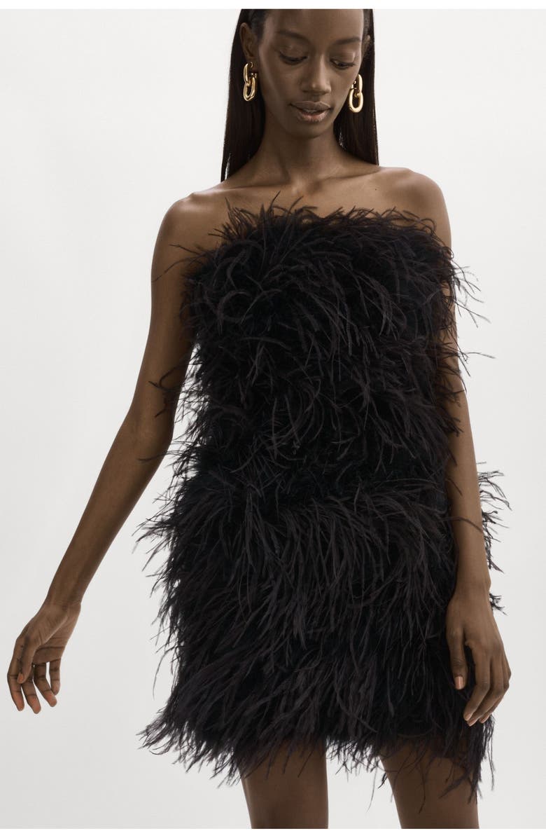 LAMARQUE Triana | Feather Dress, Alternate, color, Black
