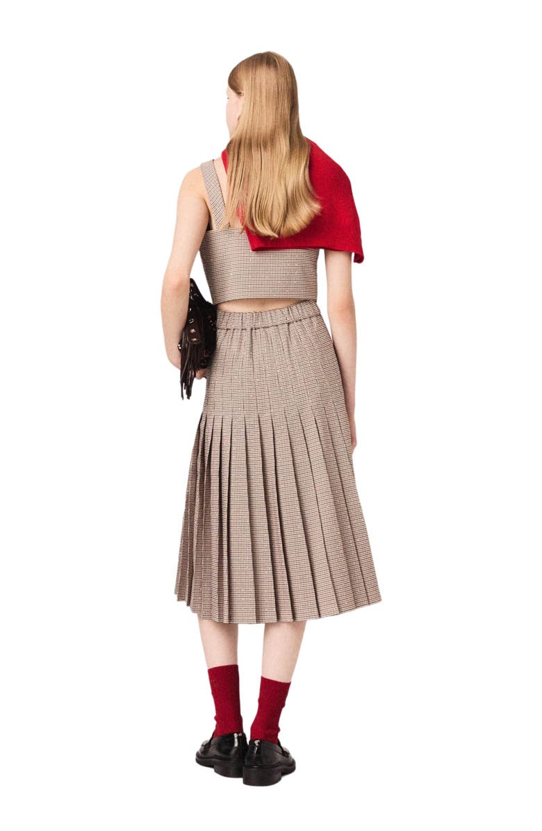 maje Checked diamanté strappy top, Alternate, color, Brown