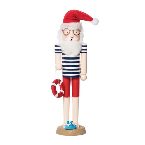 Gallerie Ii Beach Santa W/life Buoy Figurine In Red
