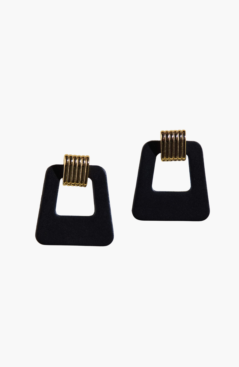Nickel & Suede Avery Earrings, Main, color, Black / Gold