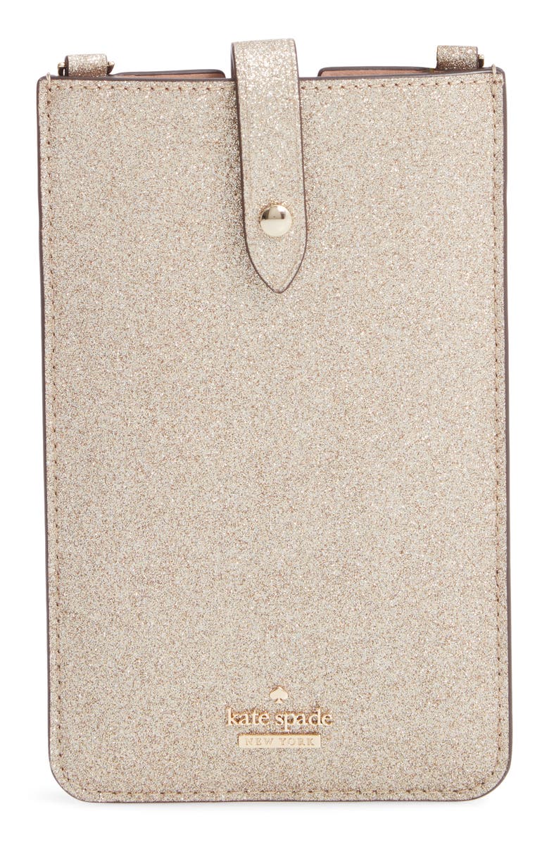Kate Spade New York glitter leather iPhone crossbody case, Main, color, 