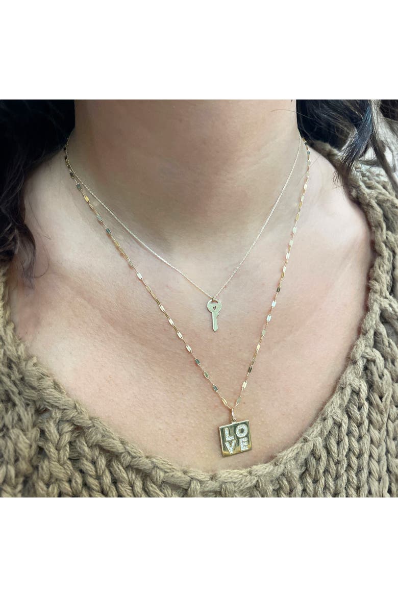 Gold Key Heart Necklace, Alternate, color, Yellow Gold