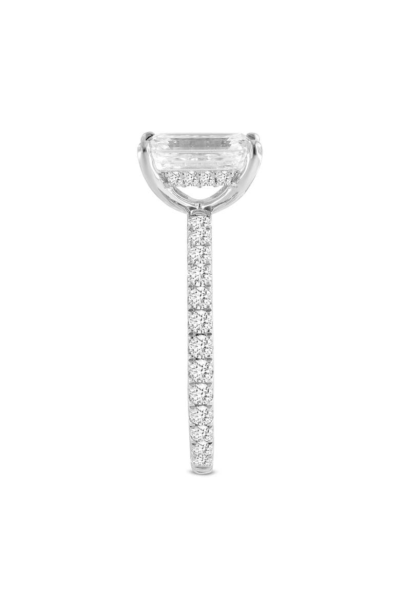 Zina 14K Gold Emerald Cut Hidden Halo Lab Grown Diamond Engagement Ring - 2.5 Ct, Alternate, color, 14K White Gold