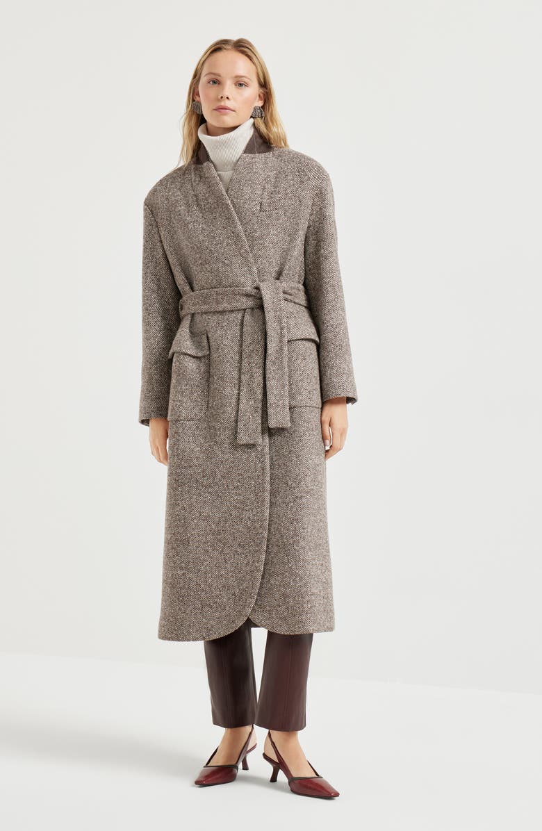 Brunello Cucinelli Coat with monili, Alternate, color, Brown