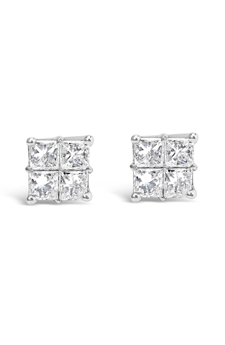 Haus of Brilliance 10KT White Gold Diamond Composite Stud Earring, Main, color, White