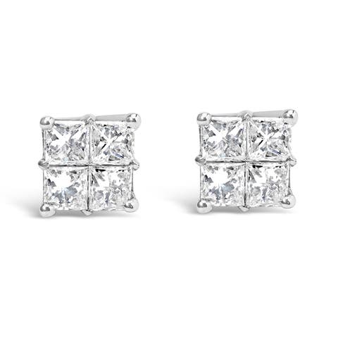 10KT White Gold Diamond Composite Stud Earring