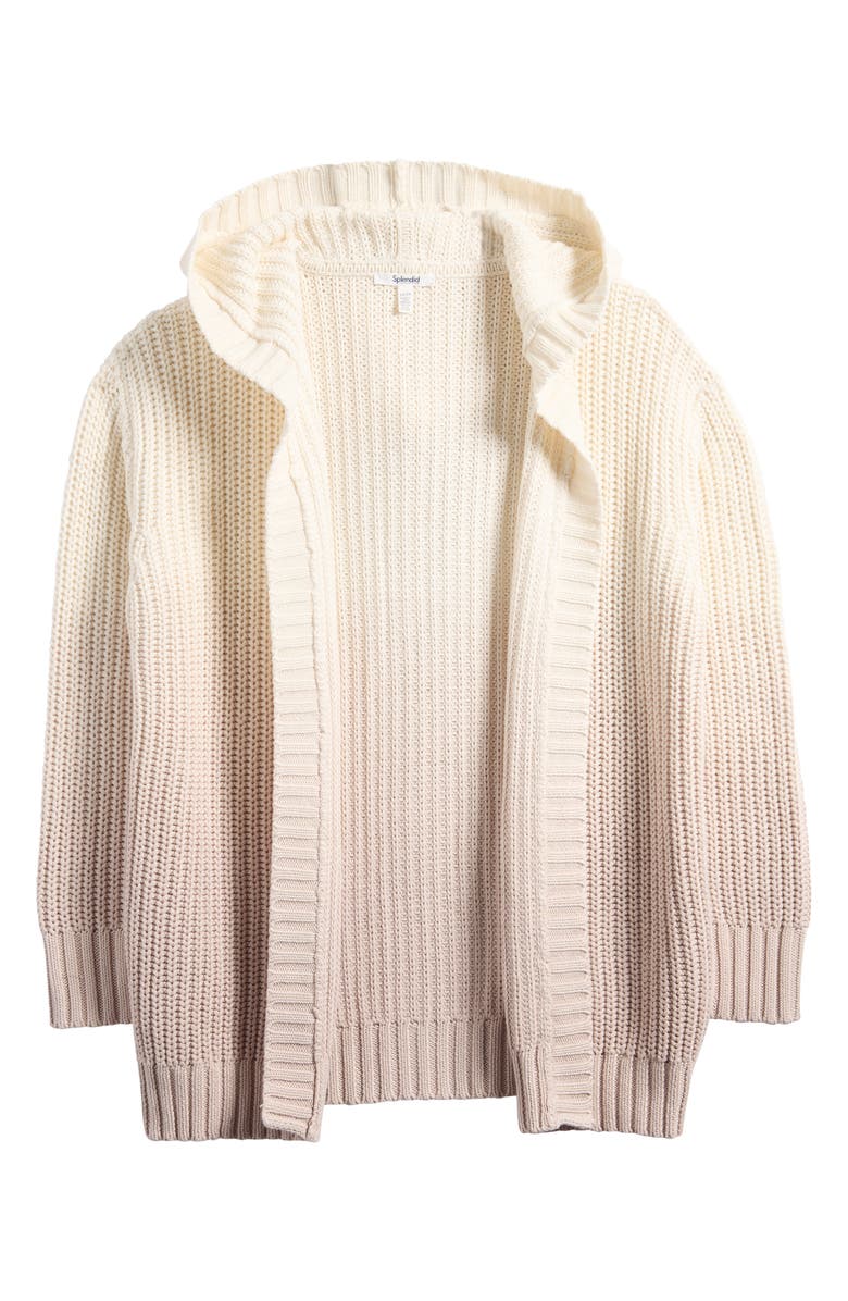 Splendid Raya Hooded Ombré Cotton Cardigan, Alternate, color, 
