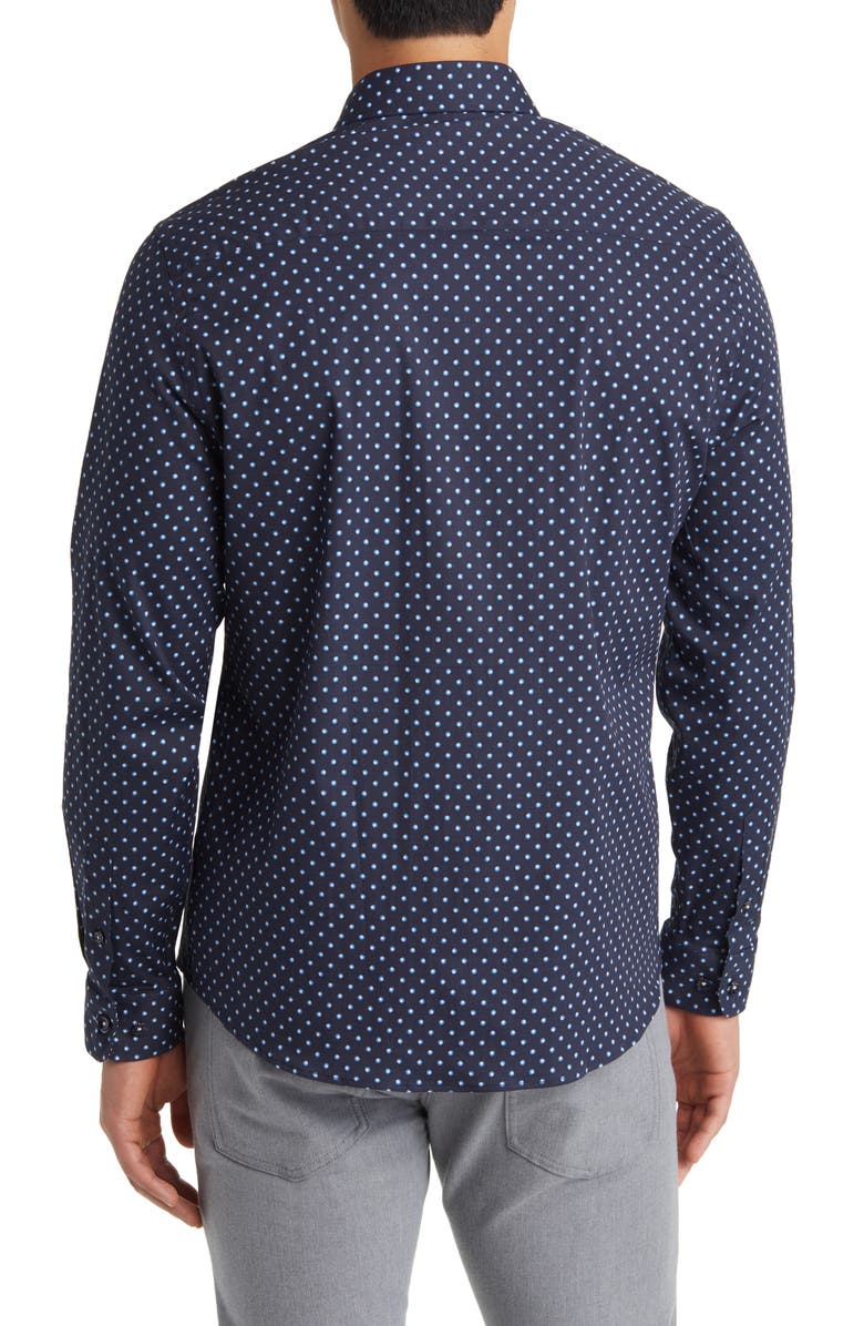 Stone Rose Painted Dot Print Stretch Cotton Button-Up Shirt, Alternate, color, Navy