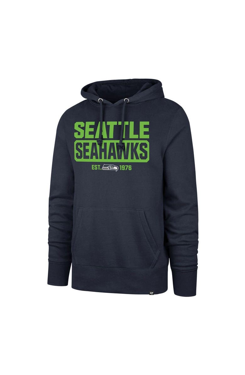 '47 Men's '47 College Navy Seattle Seahawks Box Out Headline Pullover Hoodie, Main, color, Navy