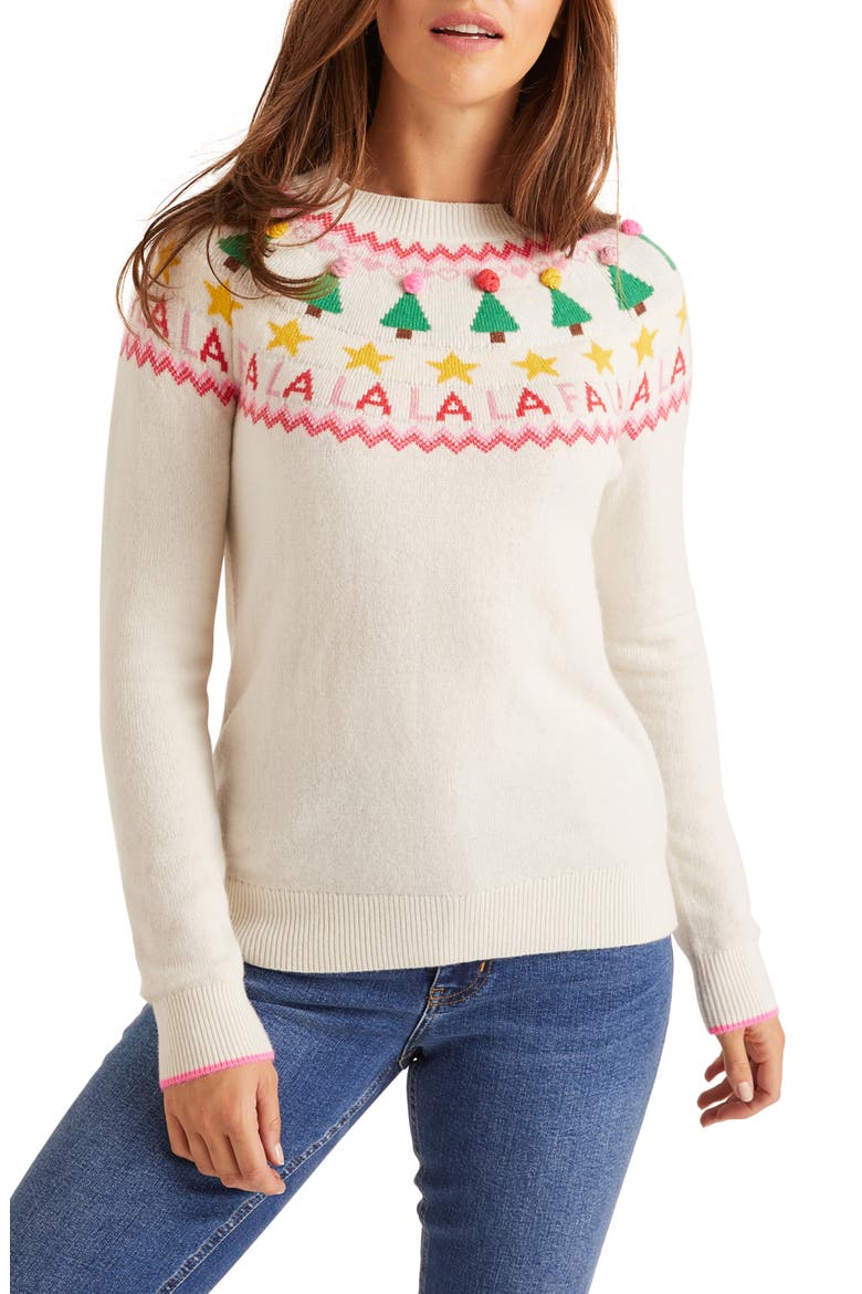 Festive Fair Isle Wool, Cotton & Alpaca Blend Sweater, Main, color, FALALA