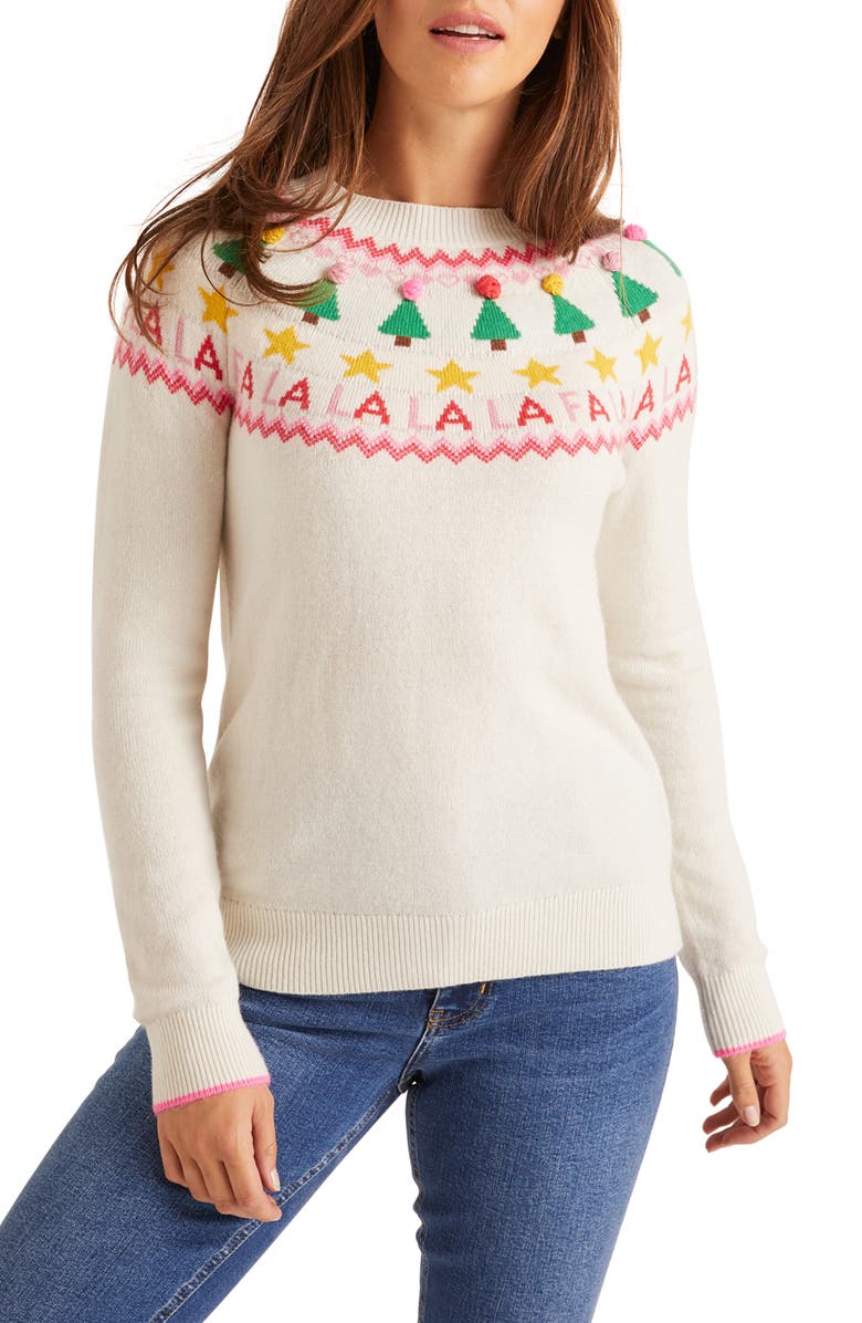 Boden Festive Fair Isle Wool, Cotton & Alpaca Blend Sweater, Main, color, 