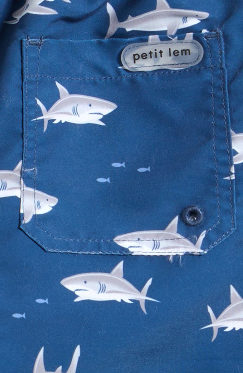 Petit Lem Kids' Shark Print Swim Trunks, Alternate, color, Dark Blue