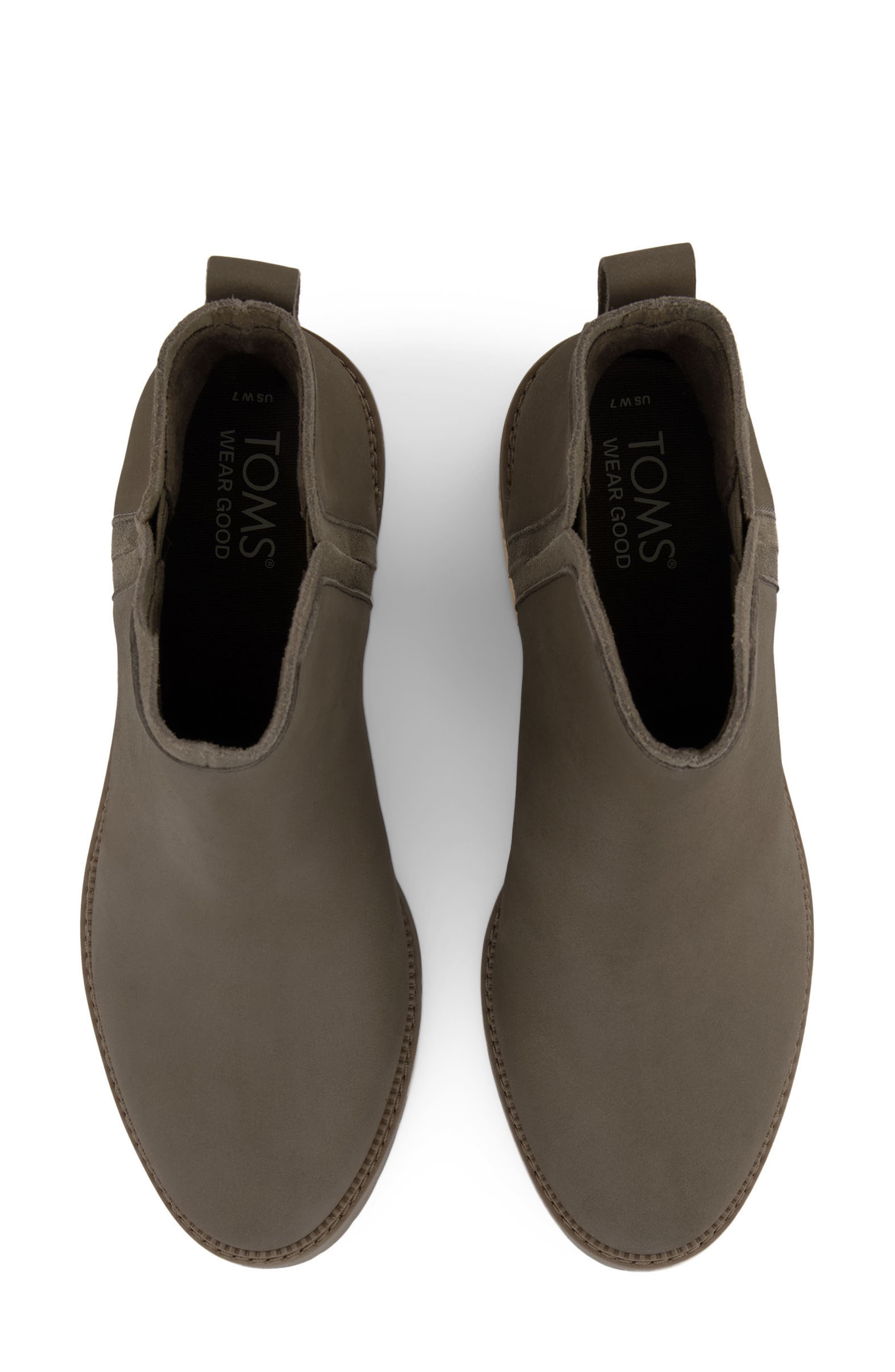 TOMS Hailey Water Resistant Leather Bootie, Alternate, color, Green