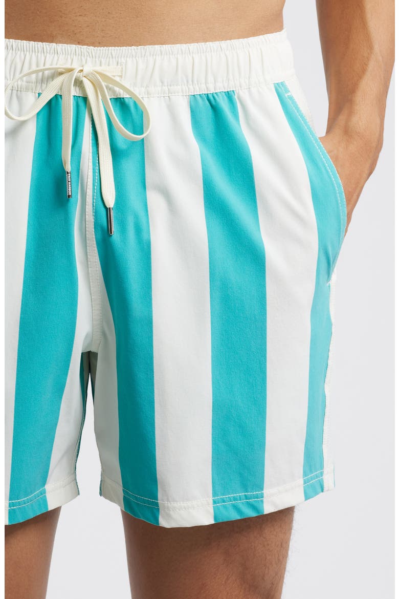The Bungalow Water Repellent Swim Trunks, Alternate, color, CABANA STRIPE