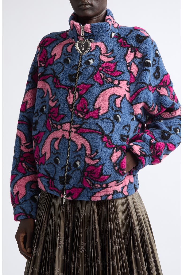 Cheeky Girl Fitted Fleece Jacket, Alternate, color, BLUE AND PINK
