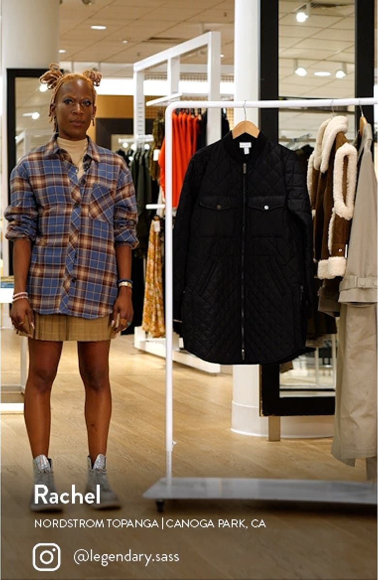 Longline Water Resistant Quilted Bomber Jacket, sales video thumbnail