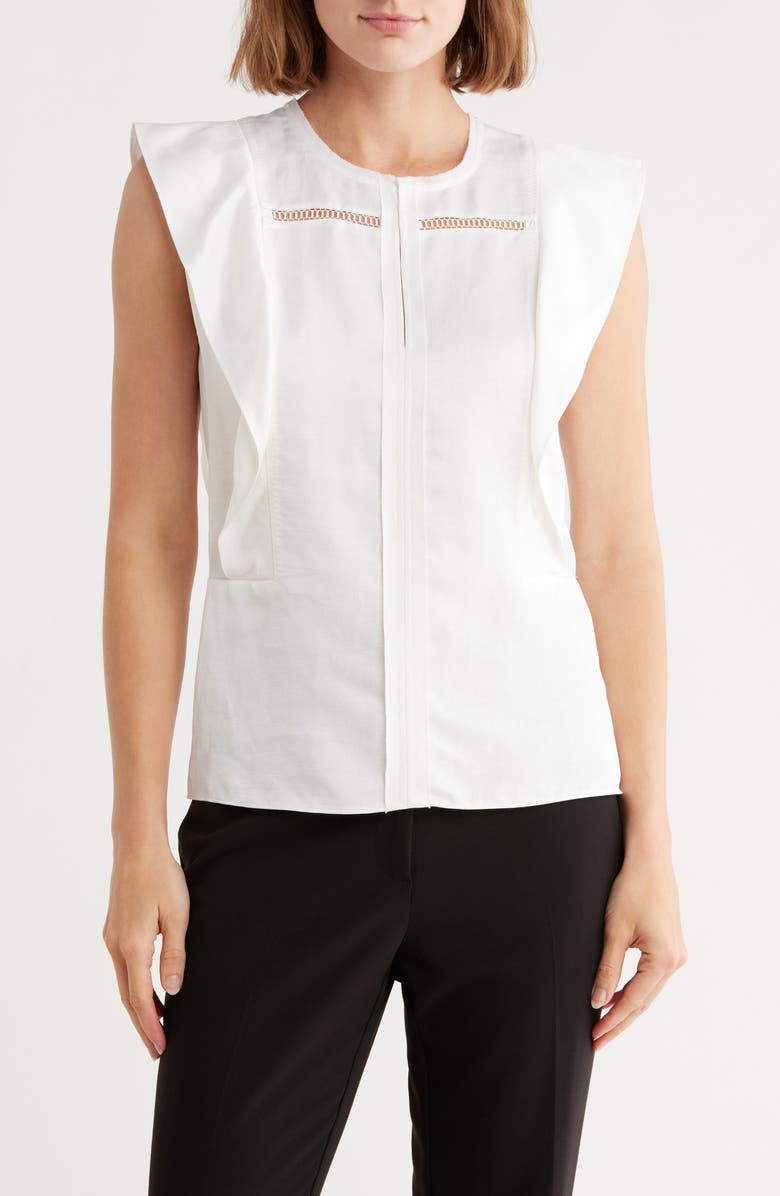 BOSS Bilena Ruffle Top, Main, color, White