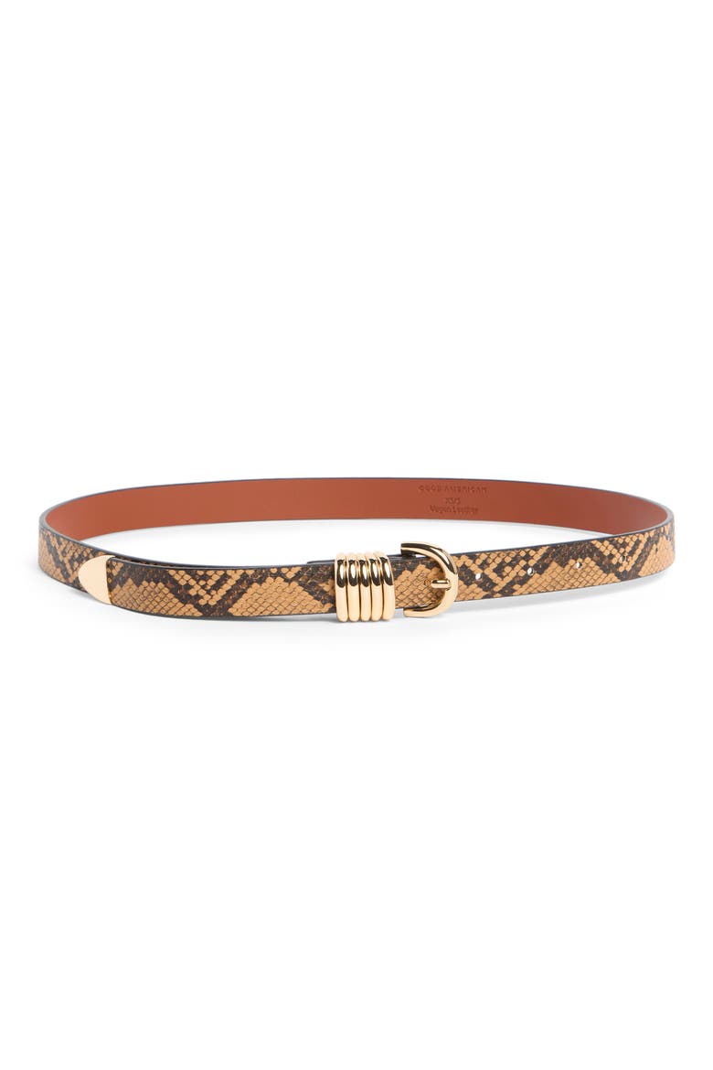 Skinny Faux Leather Snake Print Belt, Main, color, BPSP PRINT