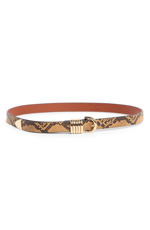 Skinny Faux Leather Snake Print Belt