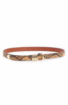 Skinny Faux Leather Snake Print Belt