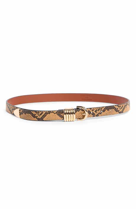 Skinny Faux Leather Snake Print Belt
