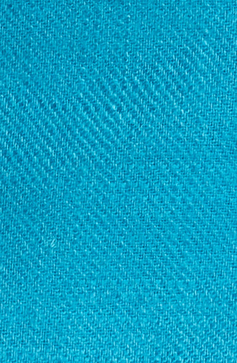 Topshop Strapless Linen Blend Peplum Top, Alternate, color, Turquoise