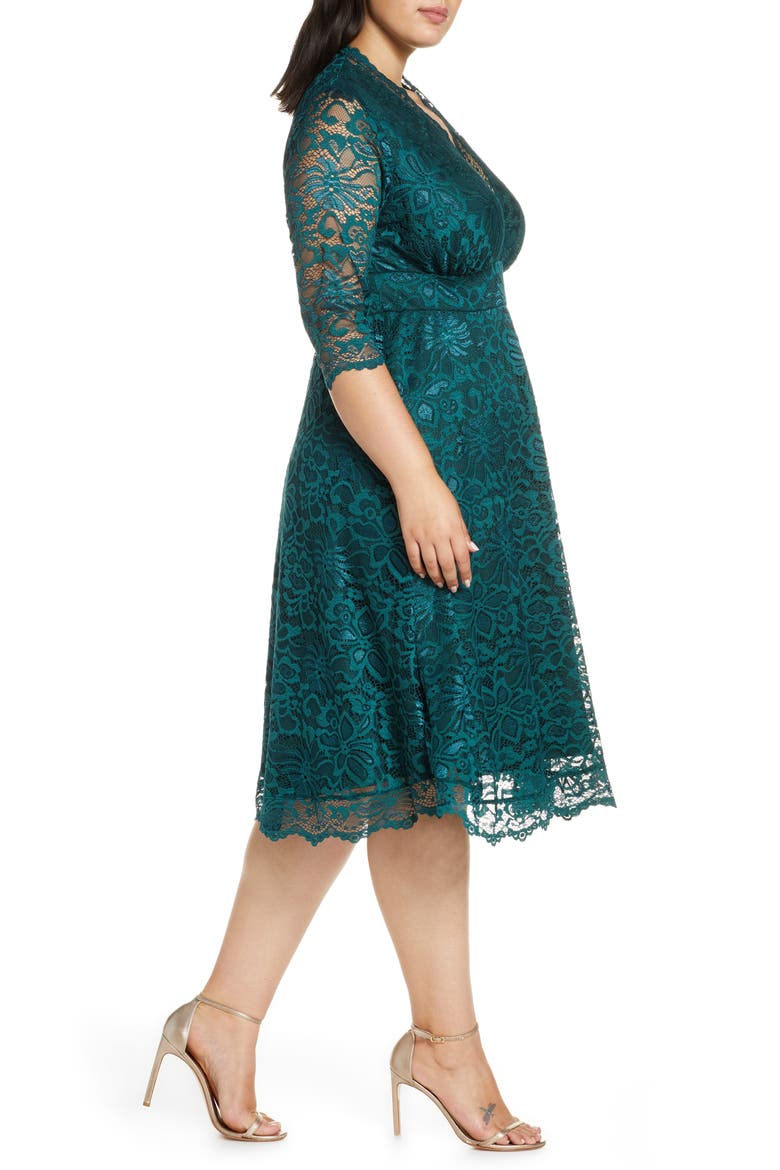 Mademoiselle Lace A-Line Dress, Alternate, color, EMERALD GREEN