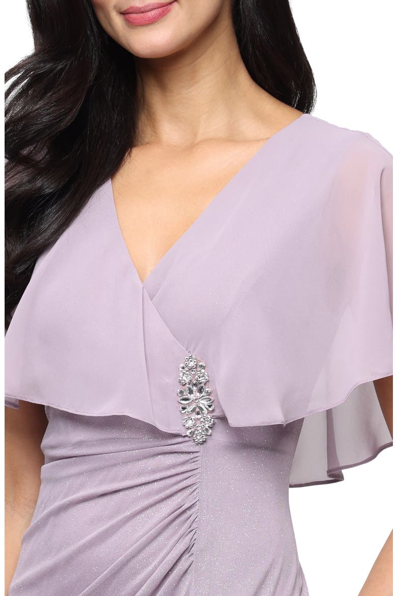 Rhinestone Detail Glitter Mesh Gown, Alternate, color, MAUVE