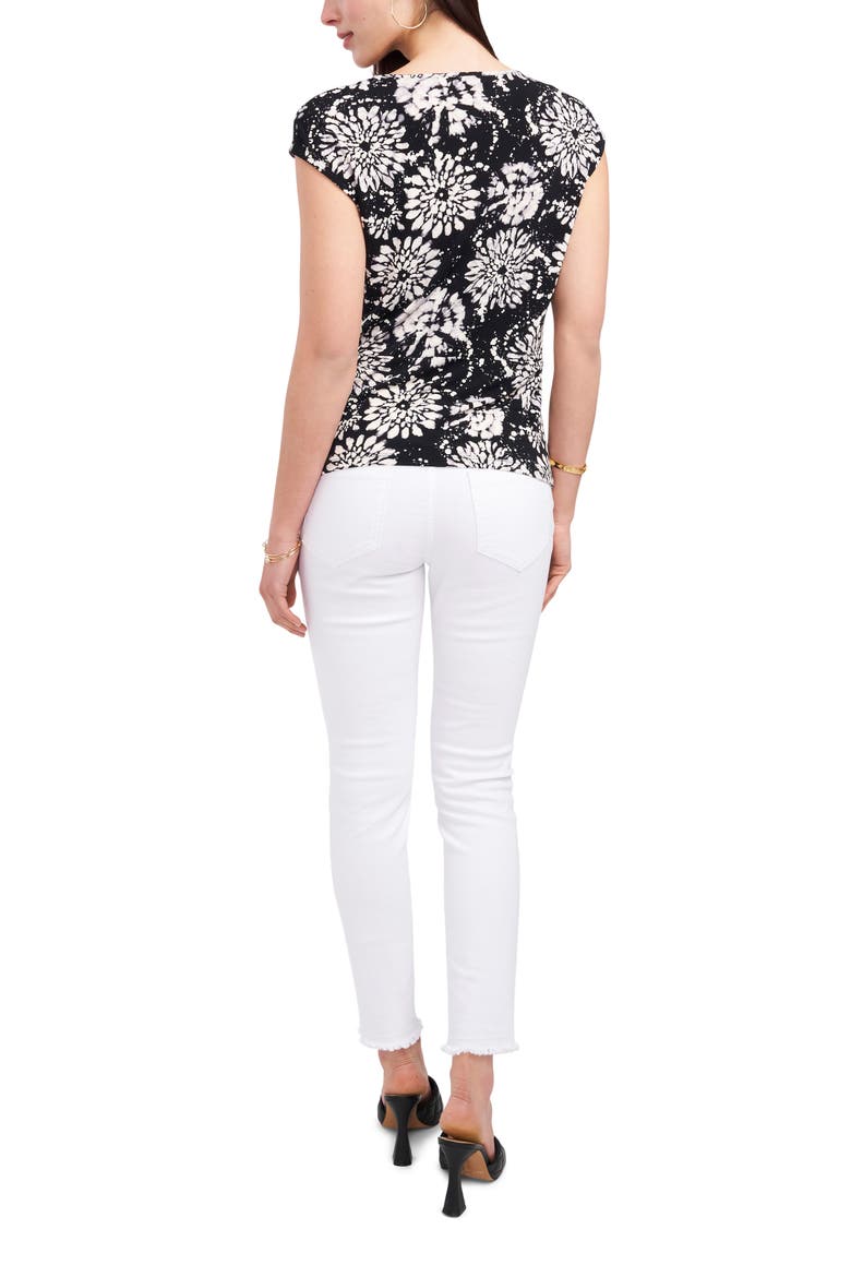 Floral Twist Front Top, Alternate, color, RICH BLACK
