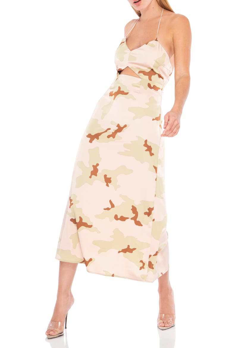 Radish Satin Midi Slipdress, Alternate, color, NEUTRAL CAMO