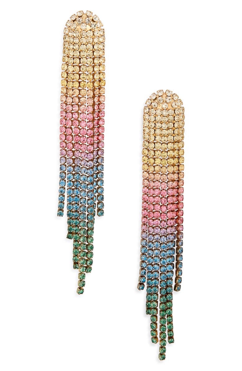 Leith Cascading Crystal Drop Earrings, Alternate, color, Rainbow Multi- Gold