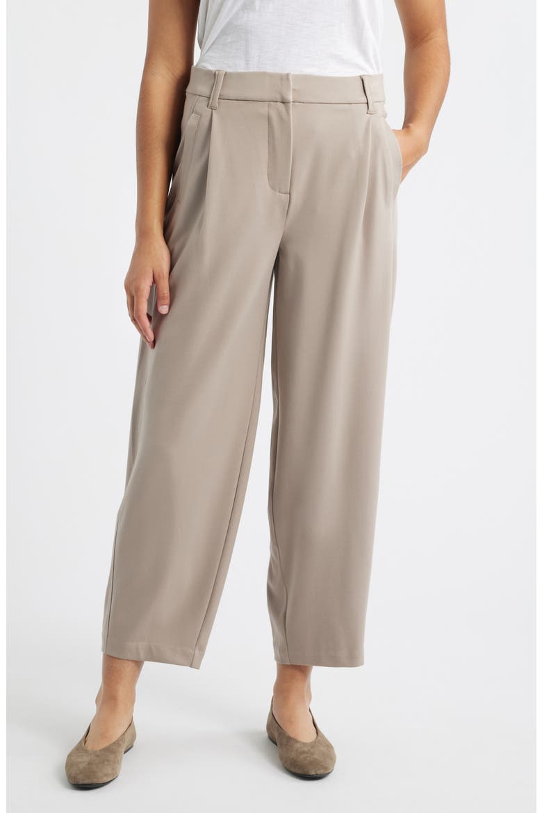 Ultra Skyrise Pleated Relaxed Barrel Leg Ankle Pants, Main, color, SIMPLY TAUPE