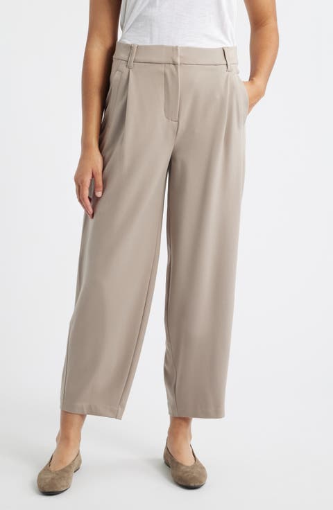 Ultra Skyrise Pleated Relaxed Barrel Leg Ankle Pants