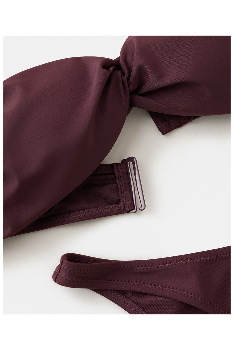 Twist Front Bandeau Bikini Top, Alternate, color, WINE