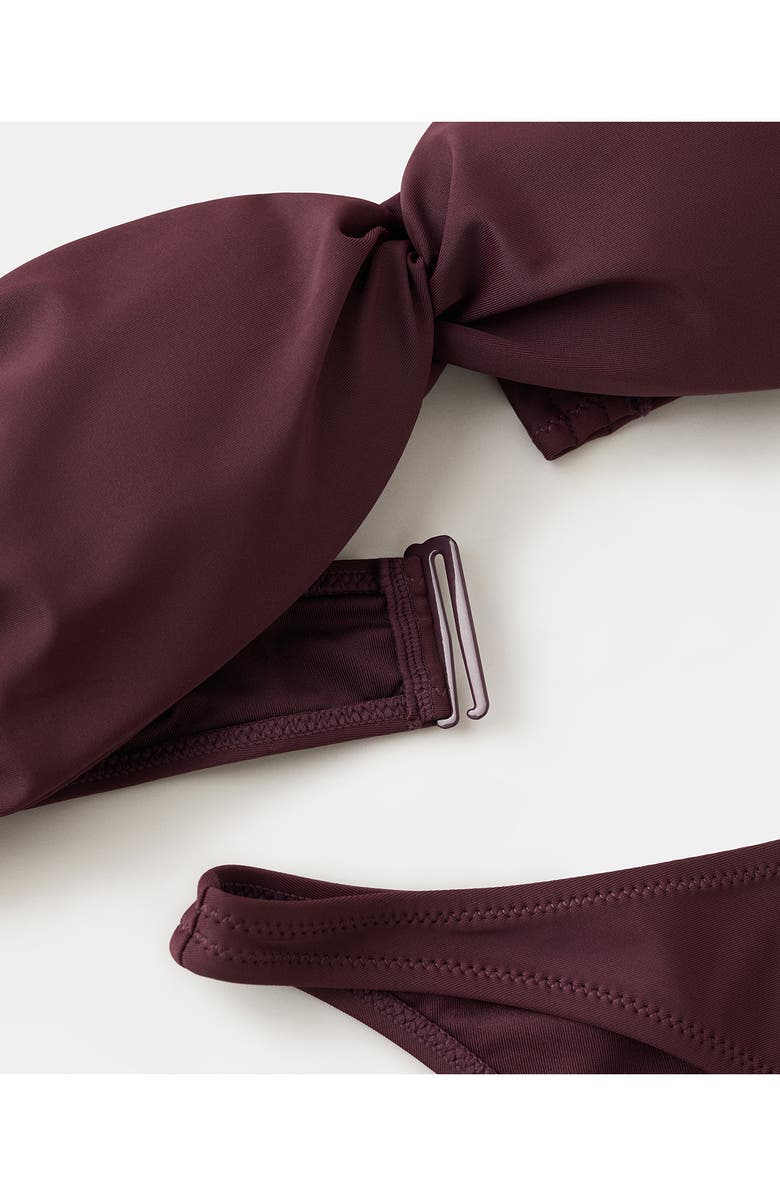 MANGO Twist Front Bandeau Bikini Top, Alternate, color, Wine